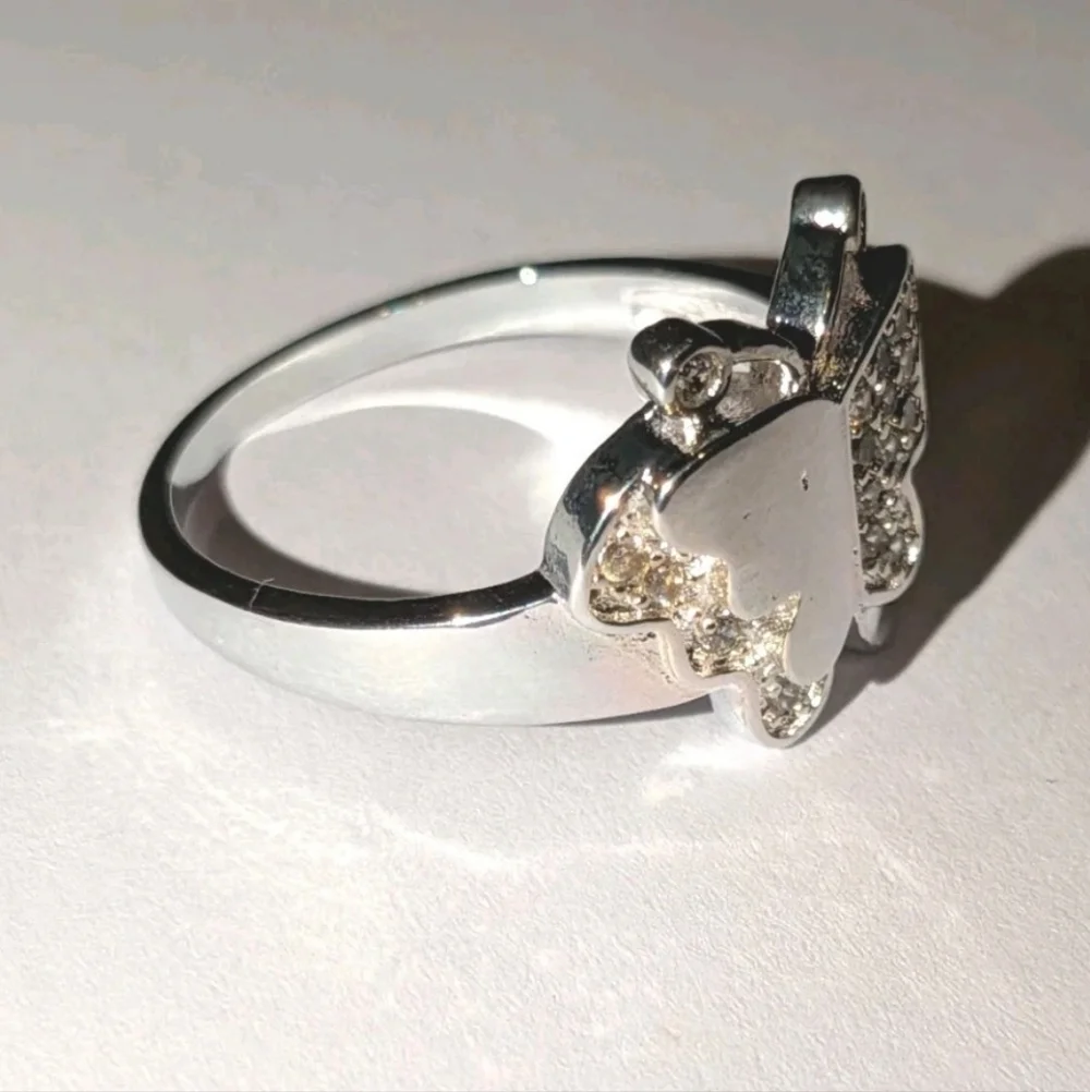 Elegant 925 Sterling Silver Butterfly Ring Sz8